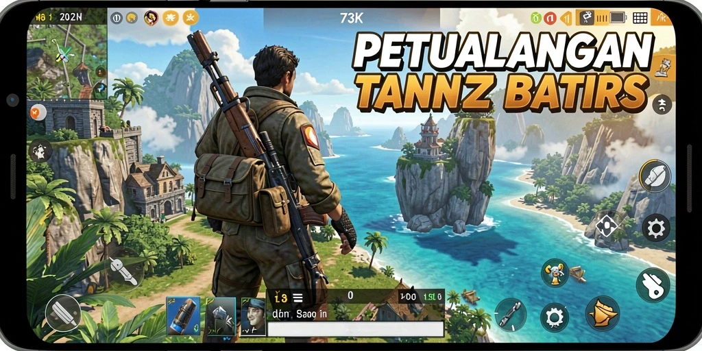 Screenshot gameplay menunjukkan eksplorasi dunia terbuka yang luas dan indah.