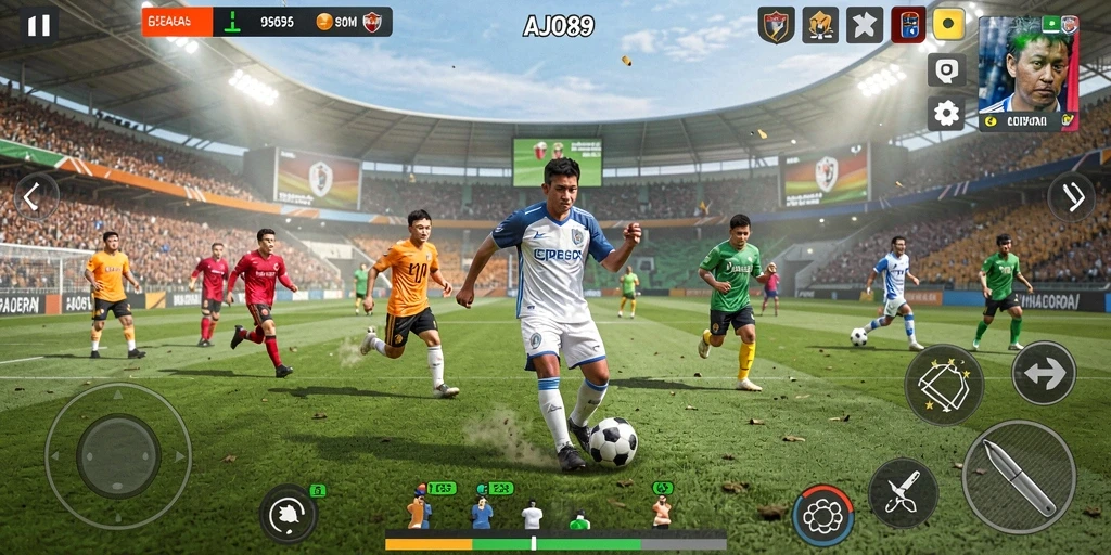 Tampilkan aksi intens dalam gameplay sepak bola AJO89.