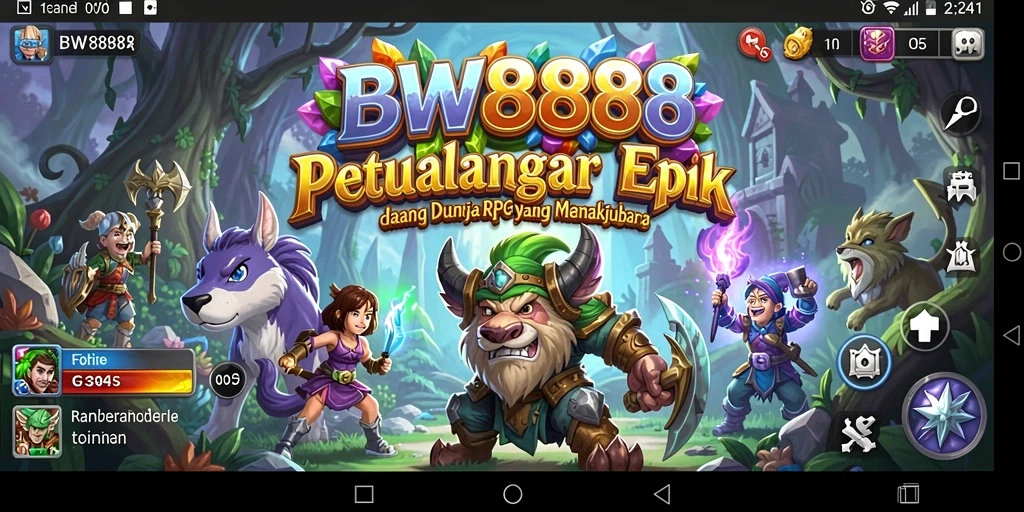 Tangkapan layar utama BW888 menampilkan pertempuran epik dan karakter yang menakjubkan.
