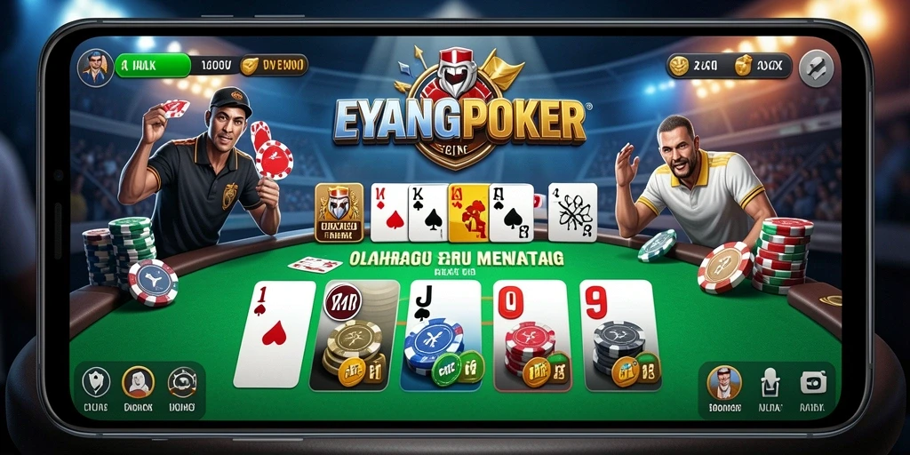 Tampilan gameplay menarik dari EYANGPOKER dengan suasana kompetisi.