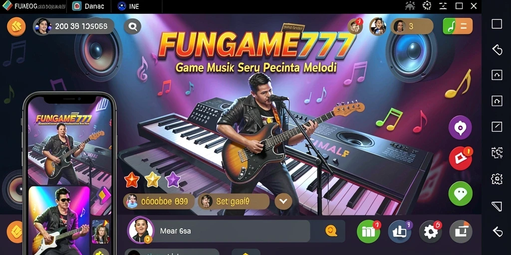Tampilan gameplay menarik dengan fitur karaoke seru di FUNGAME777.