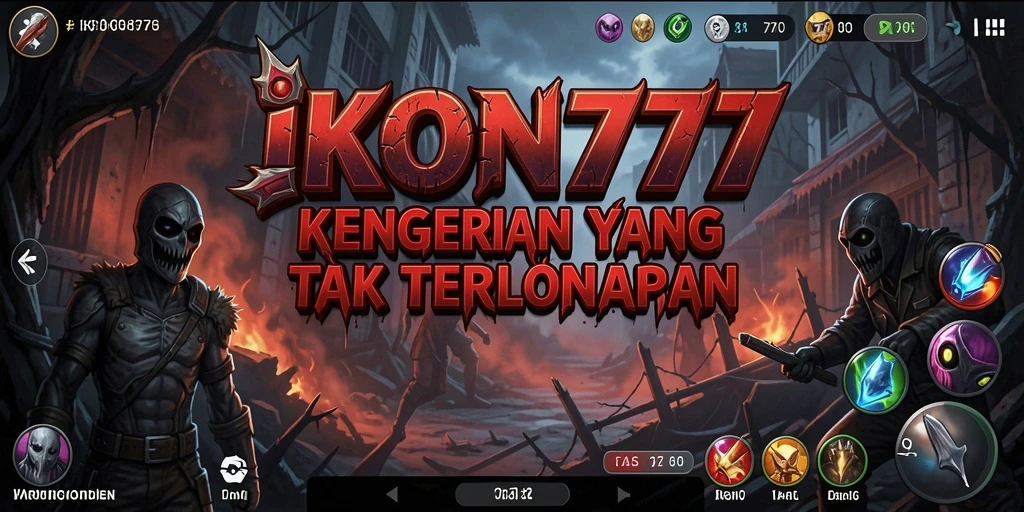 Tangkapan layar gameplay menampilkan suasana menyeramkan dalam IKON777.