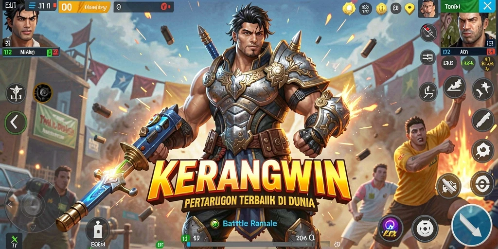 Screenshot gameplay KERANGWIN menampilkan aksi Battle Royale yang mendebarkan.