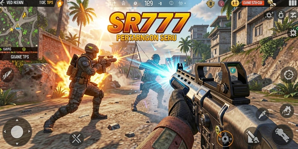 Screenshot SR777 menampilkan aksi pertempuran yang mendebarkan dalam TPS.