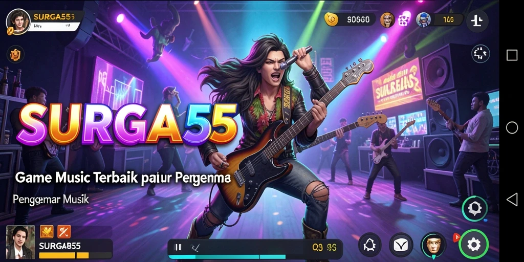 Tampilan gameplay <strong>SURGA55</strong> dengan fitur musik yang interaktif.
